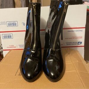 Black Patent Leather Ankle Boots